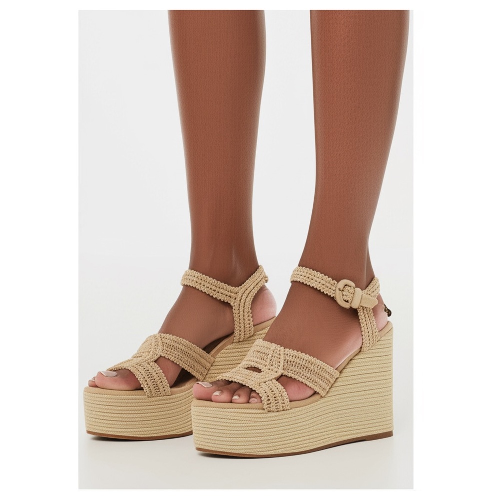 Castañer Fiodora Raffia Ankle-Strap Platform Sandals NEW w/o box 38EU - 7.5 US